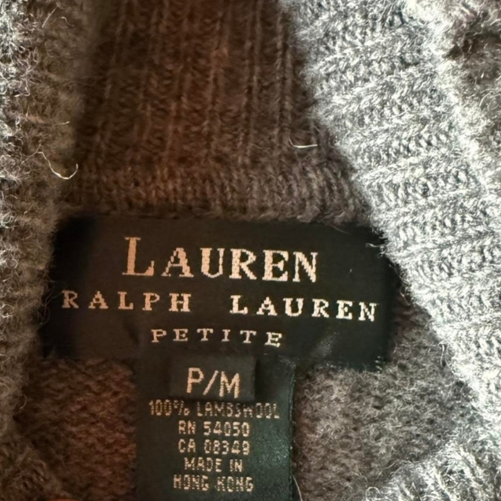 Vintage Ralph Lauren Gray Lambswool Turtleneck Ice Skaters Sweater MP - Picture 6 of 9